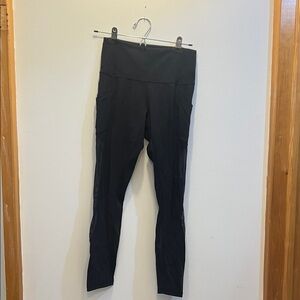 Lulu Lemon Black High-Waisted Leggings with Mesh side Panel & Pockets